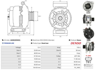 GENERATOR / ALTERNATOR AS-PL A6082DENSO 4