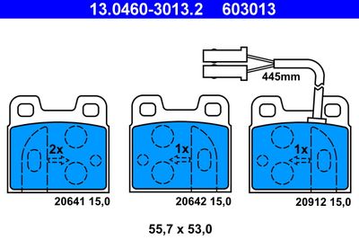 Комплект тормозных колодок, дисковый тормоз ATE 13.0460-3013.2 для ALFA ROMEO GIULIETTA
