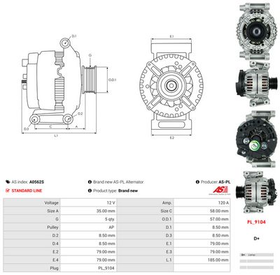 GENERATOR / ALTERNATOR AS-PL A0562S 4