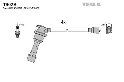 Комплект проводов зажигания TESLA T902B для KIA JOICE