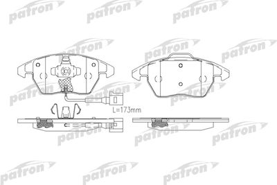 Комплект тормозных колодок, дисковый тормоз PATRON PBP1728 для PEUGEOT 208