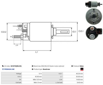 Elektromagnetický spínač, štartér AS-PL SS1075(DELCO)