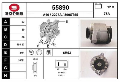 Генератор EAI 55890 для RENAULT TRUCKS B