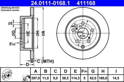 Тормозной диск ATE 24.0111-0168.1 для TOYOTA VERSO