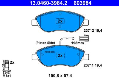 Комплект тормозных колодок, дисковый тормоз ATE 13.0460-3984.2 для ALFA ROMEO 147