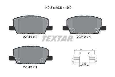 Комплект тормозных колодок, дисковый тормоз TEXTAR 2231102 для OPEL MOKKA