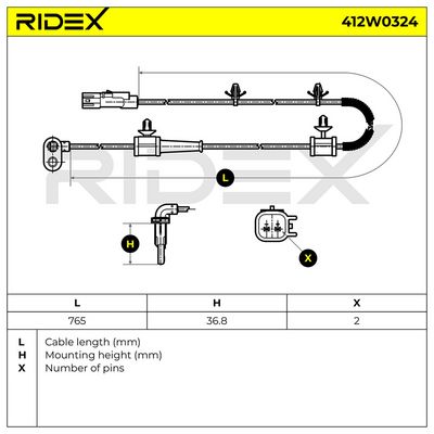 датчик, обороти на колелото RIDEX 412W0324