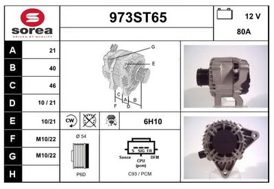 STARTCAR 973ST65 Генератор для FORD FIESTA V Van 1.4 TDCi
