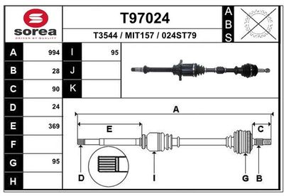 Приводной вал EAI T97024 для MITSUBISHI GRANDIS