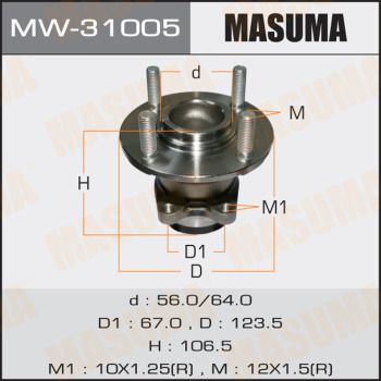 MASUMA MW-31005 Подшипник ступицы для MITSUBISHI COLT VI (Z3_A, Z2_A)