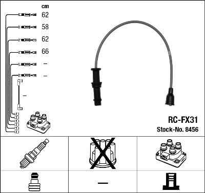 Комплект проводов зажигания NGK 8456 для SUBARU LEGACY