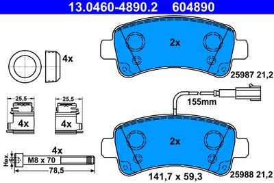 Комплект тормозных колодок, дисковый тормоз ATE 13.0460-4890.2 для FIAT DUCATO