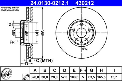 Тормозной диск ATE 24.0130-0212.1 для VOLVO XC60