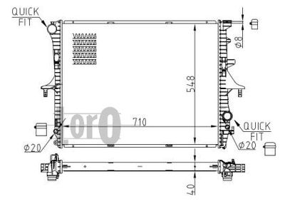 Радиатор, охлаждение двигателя ABAKUS 053-017-0071-B для VW TOUAREG