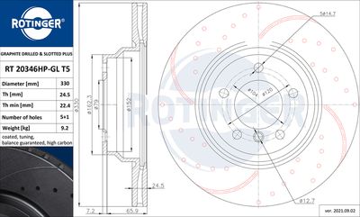 спирачен диск ROTINGER RT 20346HP-GL T5