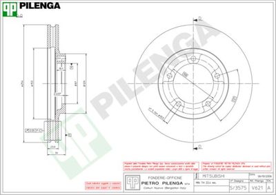 PILENGA V621 Тормозные диски  для MITSUBISHI DELICA (Митсубиши Делика)