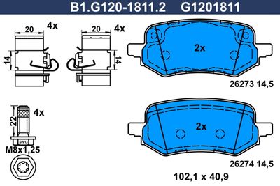 GALFER B1.G120-1811.2 Тормозные колодки и сигнализаторы  для FORD  (Форд Пума)