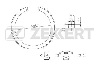 ZEKKERT BK-4353 Ремкомплект барабанных колодок  для CHEVROLET  (Шевроле Аваланче)