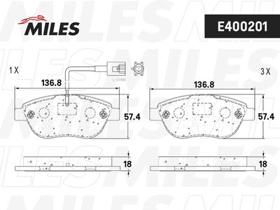 Комплект тормозных колодок, дисковый тормоз MILES E400201 для OPEL CORSA
