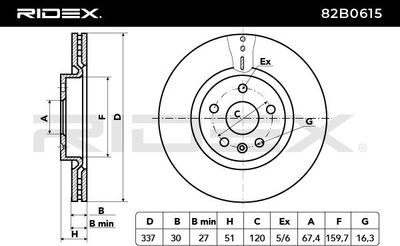 спирачен диск RIDEX 82B0615