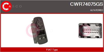 Выключатель, стеклолодъемник CASCO CWR74075GS для ALFA ROMEO MITO