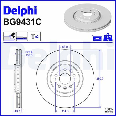 спирачен диск DELPHI BG9431C