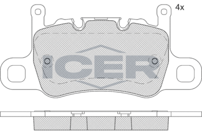 Комплект тормозных колодок, дисковый тормоз ICER 182348 для PORSCHE CAYMAN