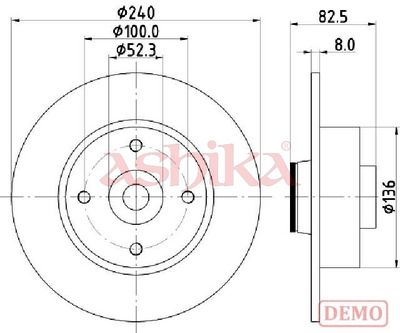 спирачен диск ASHIKA 61-00-0712C