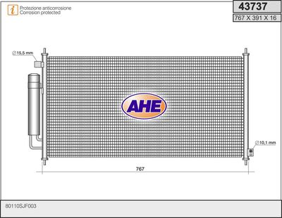 AHE 43737 Радиатор кондиционера  для BMW 4 Кабриолет (F33, F83) 440 i xDrive
