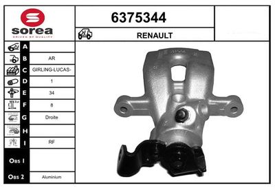 STARTCAR 6375344 Тормозной суппорт для RENAULT CLIO III (BR0/1, CR0/1) 1.5 dCi