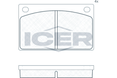 комплект спирачно феродо, дискови спирачки ICER 180088