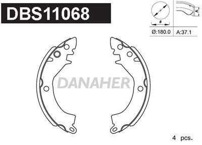 Комплект тормозных колодок DANAHER DBS11068 для MITSUBISHI COLT