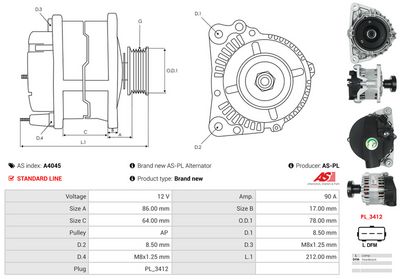 GENERATOR / ALTERNATOR AS-PL A4045 4