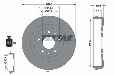 Тормозной барабан TEXTAR 94030900 для LAND ROVER FREELANDER