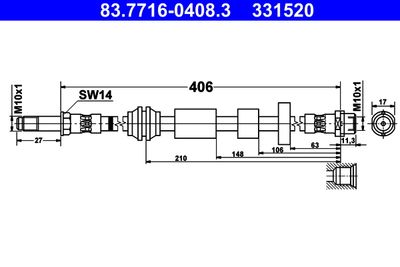 Тормозной шланг ATE 83.7716-0408.3 для VOLVO V40
