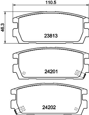 Комплект тормозных колодок, дисковый тормоз HELLA 8DB 355 011-841 для HYUNDAI TERRACAN