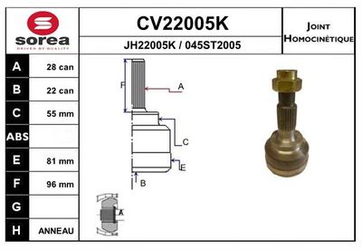 EAI Homokineet reparatie set, aandrijfas (CV22005K)