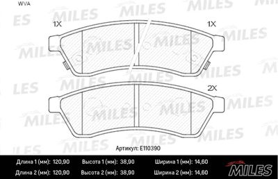 Комплект тормозных колодок, дисковый тормоз MILES E110390 для CHEVROLET EPICA