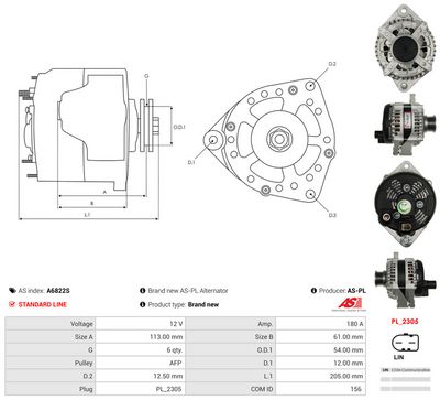 GENERATOR / ALTERNATOR AS-PL A6822S 4