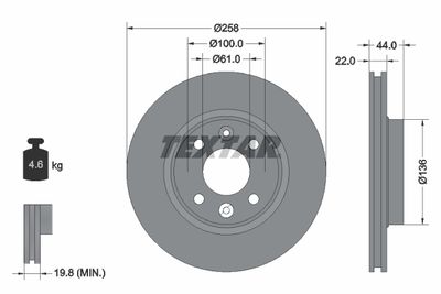 Тормозной диск TEXTAR 92255203 для DACIA SANDERO