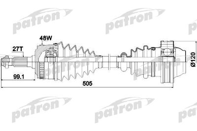 Приводной вал PATRON PDS0185 для MERCEDES-BENZ VITO