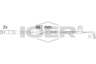 предупредителен контактен сензор, износване на накладките ICER 610571 E C