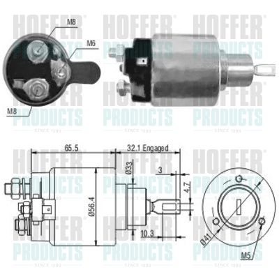 Тяговое реле, стартер HOFFER 46065 для CHRYSLER VOYAGER