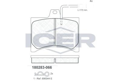 Комплект тормозных колодок, дисковый тормоз ICER 180283 для PEUGEOT 104