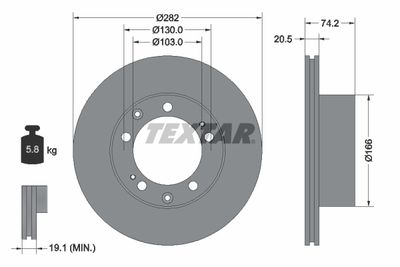 Тормозной диск TEXTAR 92040000 для PORSCHE 944
