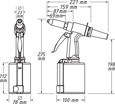 Pneumaticko-hydraulická nýtovací pistole HAZET 9037SPC