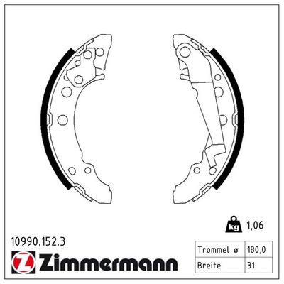 комплект спирачна челюст ZIMMERMANN 10990.152.3