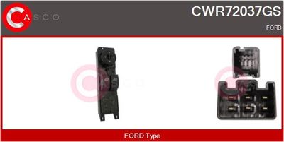 Выключатель, стеклолодъемник CASCO CWR72037GS для FORD GRAND