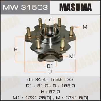 MASUMA MW-31503 Подшипник ступицы для MITSUBISHI PAJERO III (V7_W, V6_W)