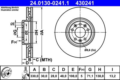 Тормозной диск ATE 24.0130-0241.1 для OPEL GRANDLAND